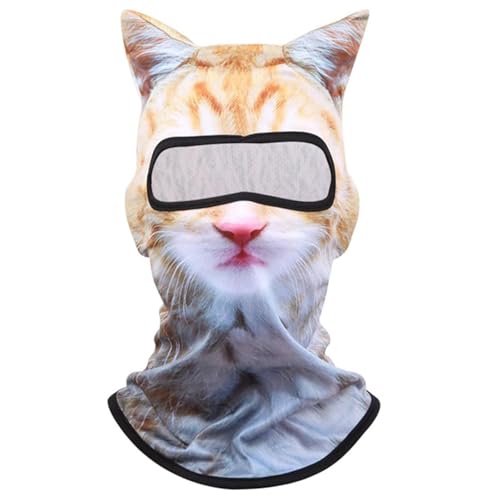 ZANWANXIN Cat Ski Mask, 3D Cat Ski Balaclava Sheisty Face Mask with Ears, Cute Full Face Mask Animal Ski Mask (FR/ES, Letras, Talla única, White Cat)