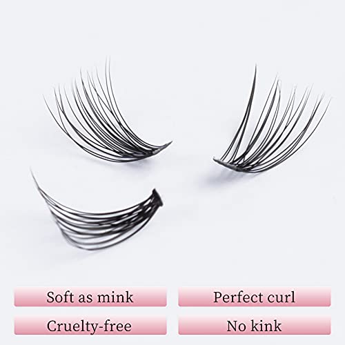 Lankiz Individual Lashes Natural Cluster Lashes 20 Roots C Curl 0.07Mm Thickness 8-14Mm Mix Faux Mink Diy Individual Eyelashes #TOP1