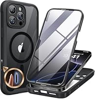 Miracase Magnetic for iPhone 16 Pro Case Full-Body Phone with Built-in Glass Screen Protector, [Compatible with MagSafe] Military Drop Proof 16 Pro Cover Bumper 6.3 inch, Black