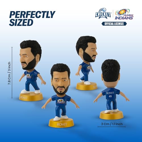 Image of Action Figure, IPL Edition 360 Rotatable Head, Cricket Player for Fans & Collectors (3 Inch Rohit Sharma)