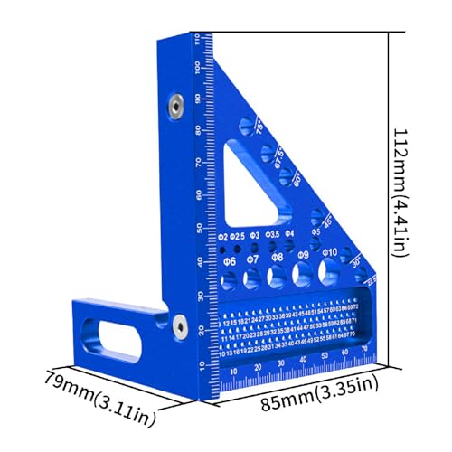 Regla triangular medidora de ángulo 3D para carpintería miniatura 3