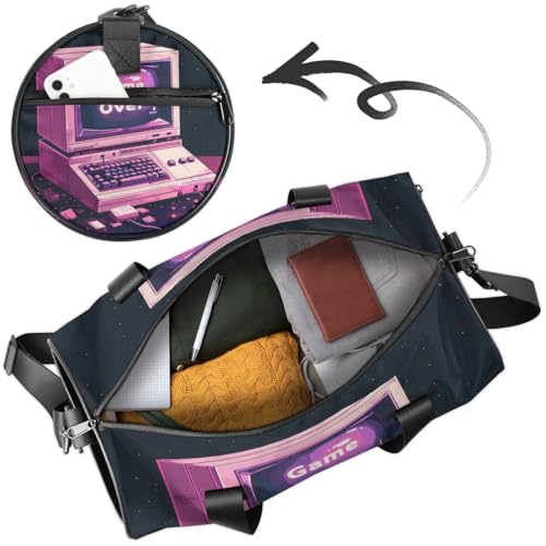 Game Over Travel Gym Bag Waterproof Sport Dance Bag for Women Men Portable Gymnastics Duffel Bags Canvas Tote Carry on Handbag for Workout Overnight Weekender2