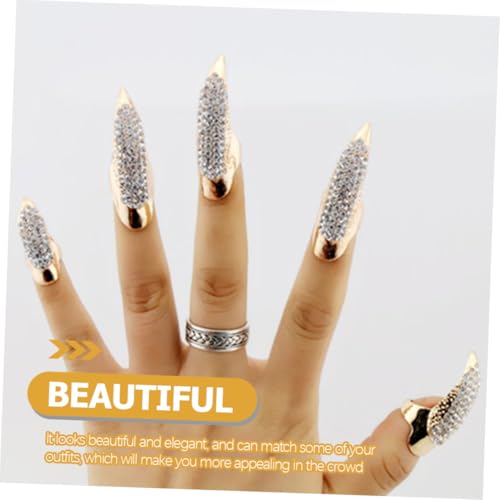 Bagues à ongles strass pour manucure rapide sans colle style punk bar - 3