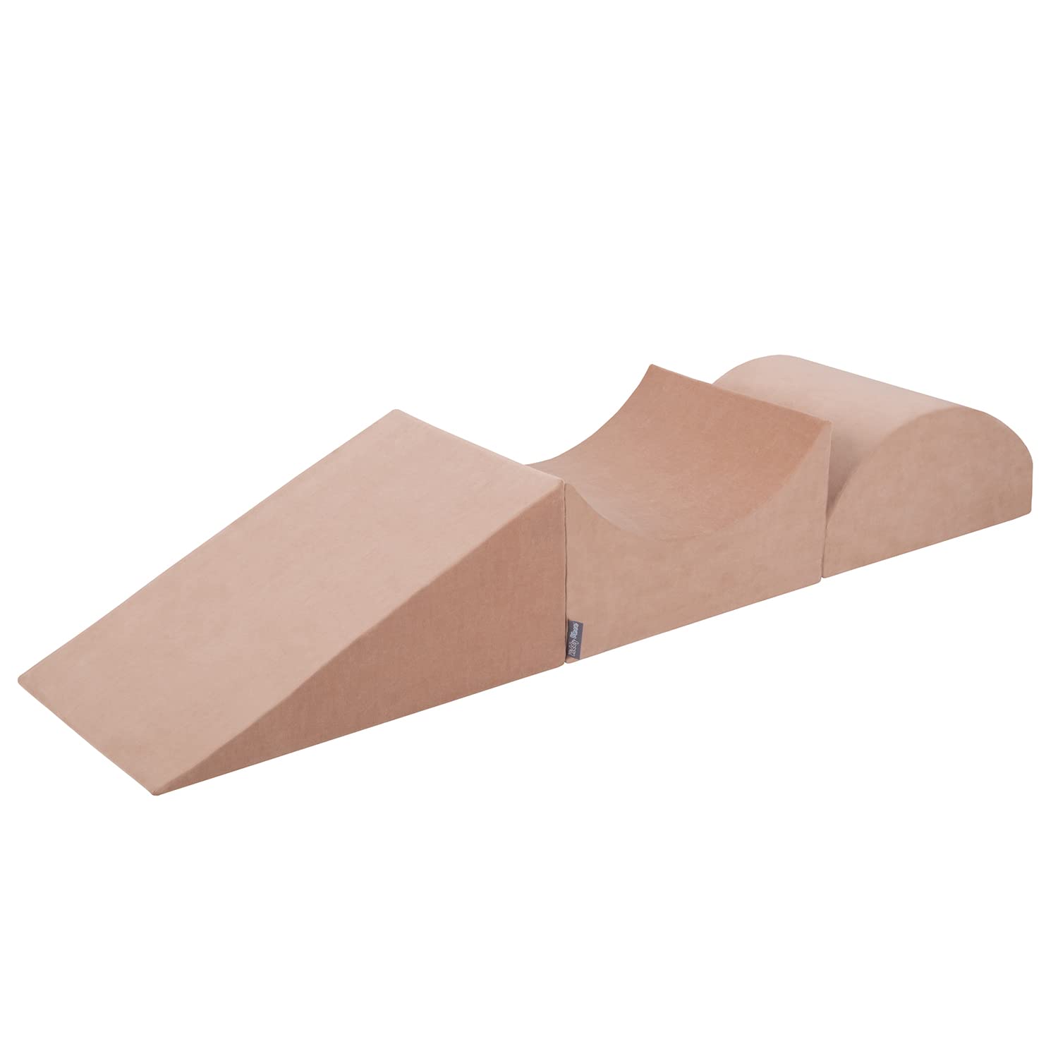 KiddyMoonFoam Playground Velvet For Kids Obstacle Course For Children Montessori Toy For Babies Soft Construction Blocks Element, Wedge/Ramp/Halfshaft, Desert Pink