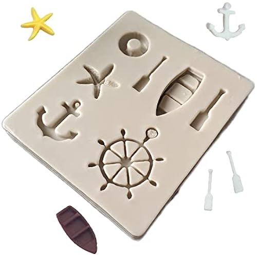 Small Sea Oar Boat Anchor Star Rudder Lifebuoy Silicone Mold Tools for Make Chocolate Hard Candie Dessert Ice Cube Candles Soap Fondant Tool
