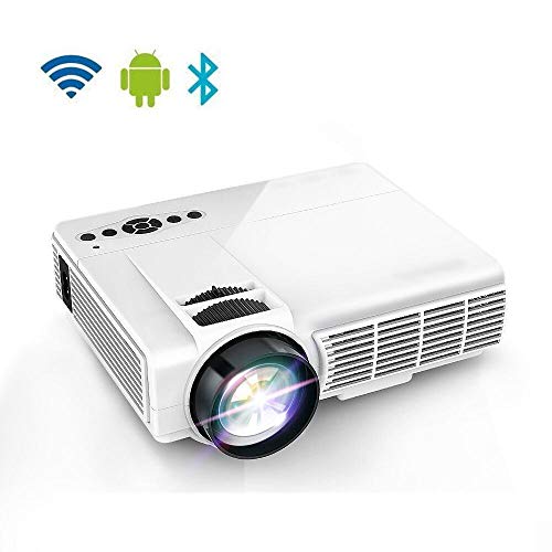 DAETNG Proiettore Home Cinema Mini LED WiFi, Full HD 1080P, Maggiore Durata della Lampada, può connettersi Direttamente con Bluetooth, Dispositivo iOS Android, Compatibile con HDMI/VGA/AV/USB,White