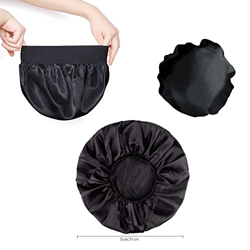 MUFEKUM Hair Bonnet for Sleeping Wide Band Satin Bonnet, Night Sleep Cap Silk Bonnet - Image 2