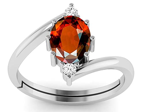 Bague hessonite réglable en plaqué argent pour un style élégant au quotidien