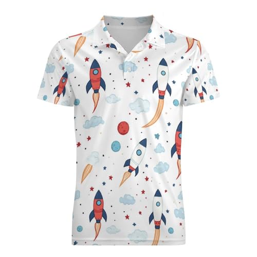 Boys' Classic Polo Shirts Short Sleeve Moisture-Wicking Golf & Tennis Shirts for Youth Teens Rocket Stars4