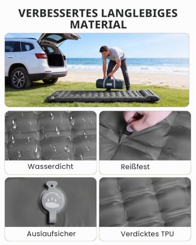 WARMTUYO Isomatte, Luftmatratze Camping mit Elektrisch Pumpe, 12CM Dicke Matratze Outdoor Aufblasbar, Schlafmatte Ultraleicht, Fuer Zelt… – Ansicht 4