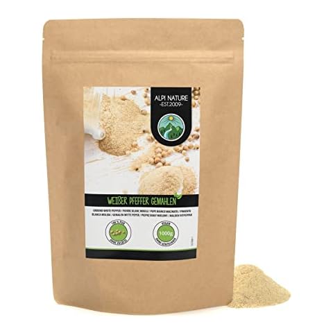 Pfeffer weiß gemahlen (1kg), Weisser Pfeffer gemahlen 100% naturrein, natürlich ohne Zusätze, vegan, Pfefferkörner weiß Cover