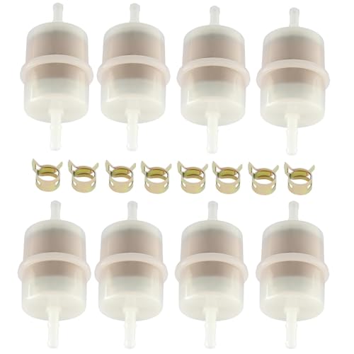 Hippotech 24 050 13-S Fuel Filter 15 Micron With 1/4 Inch I.D. Compatible with Kohler CH20S - CH25S CH730S - CH750S SV720S - SV740S LH640S LH685S CH670S LH690S LH750S LH755S (Pack of 8)