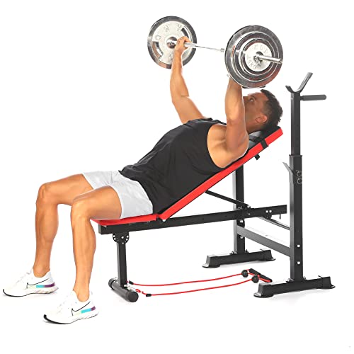 Oppsdecor 600Lbs Weight Bench Set With Preacher Curl & Leg Developer, Adjustable Bench Press Workout Bench Set With Barbell Rack For Full Body Workout Home Exercise Equipment #TOP6