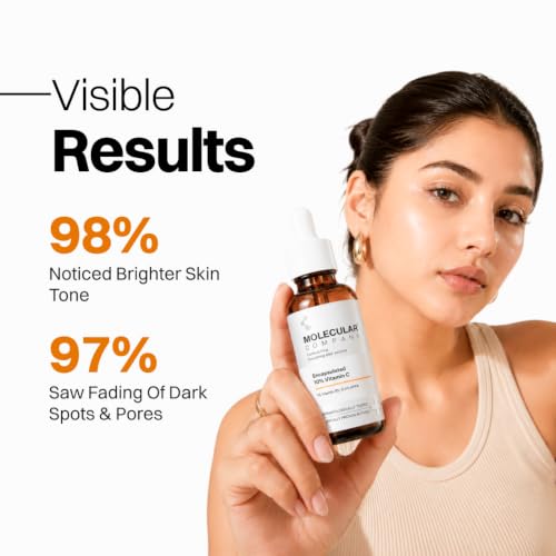 Image of Molecular Company ENCAPSULATED 10% Vitamin C Face Serum 30ml | More Absorption, Lesser Irritation | 1% Vitamin B5 & 0.5% HPPA for Glowing Skin, Brightens Dark Spots & Uneven Skin Tone, All Skin Type