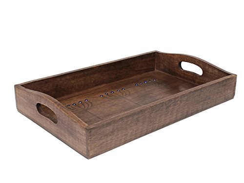 Store Indya Vintage Wooden Serving Tray Wood Hand Carved with Handle Large Brown 16 X 10 Inches