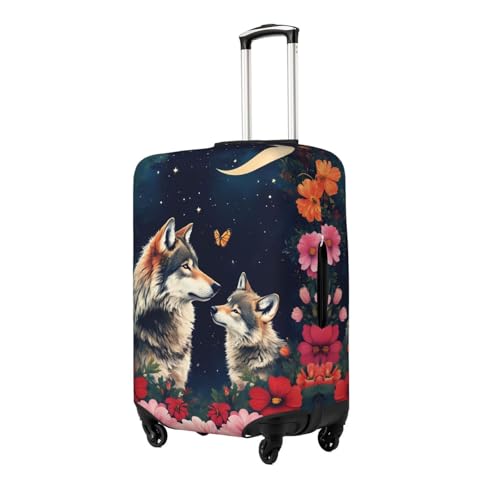 Wolves In Flower Night Elastic Luggage Cover Travel Suitcase Cover Anti Scratch Covers For 29-32 Inch Luggages XL2
