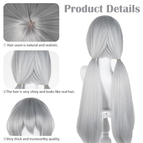 Image of LABEAUTE Unsex Cosplay Wig for Men Woman for Short Straight Cosplay Wig with Bangs for Anime Heat Resistant Hair for Party and Halloween (grey)