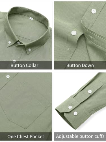 GIANZEN Olive Green Shirt Oxford Shirts for Men Mens Dress Long Sleeve Big and Tall Casual Button Down Business Slim Fit Olive Green Size XXXL — view 6