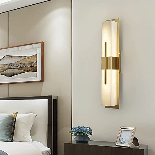 Lámpara de pared de latón rectangular con tecnología LED y estilo chino moderno 4