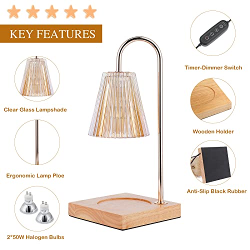 Holulo Dimmable Candle Warmer Lamp,Electronic Candle Light With Timer,Lantern Candle Melting Lamp For Jar Candles,Wax Melting,Top Down Candle Warmer With 2 Bulbs(Amber) #TOP1