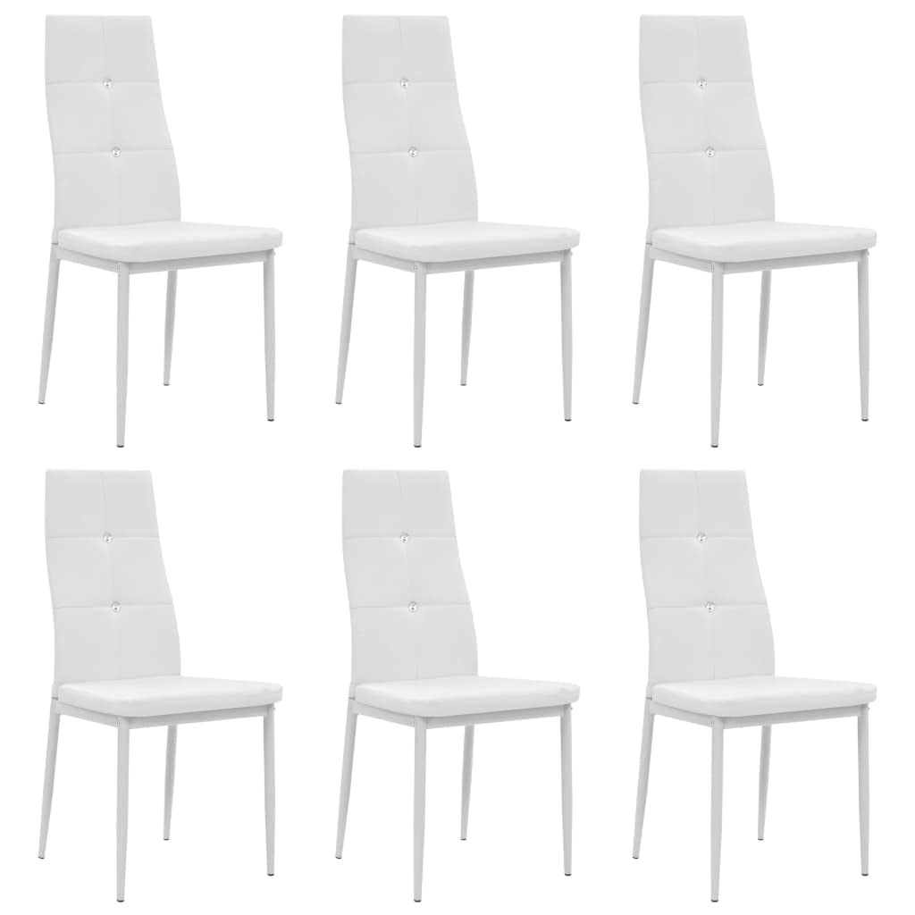 Sedie da pranzo 6 pz Ecopelle bianca