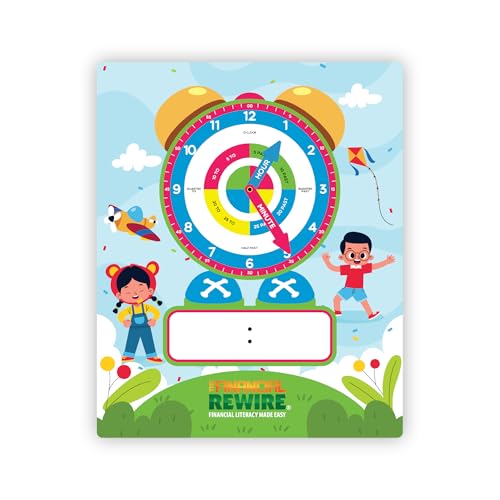 Clock Buddy – Interactive Kids Clock for Learning to Tell Time – Moveable Hands, Dry Erase Surface, Magnets & Lanyard – Includes Worksheets – Fun & Educational Time Teaching Tool for Ages 5+