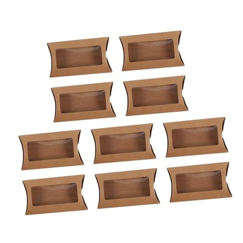 ERINGOGO 10個 折りたたみカード製枕型キャンディーボックス 透明窓付き 包装箱 軽量コンパクトで持ち運び簡単 お菓子やビスケット用デコラ