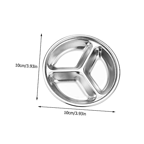 GRIRIW 4pcs Divided Stainless Steel Sauce Dish Round Multi Use Plates for Condiments Appetizers and Side Dishes Heat Resistant and Versatile for Home Kitchen or Restaurant Use