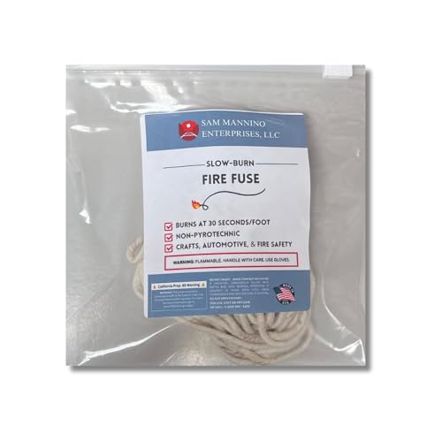 Slow-Burn Fire Fuse for Crafts, Mechanical Applications, and Fire Safety (Non-Pyrotechnic) (45 Feet)