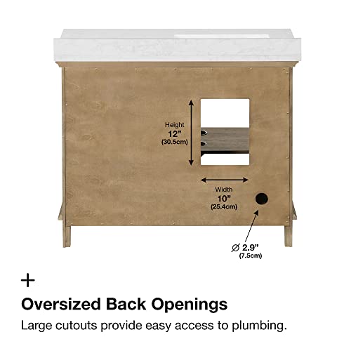 Ove Decors Bathroom Vanity And Undermount Sink With Cultured Marble Countertop And Barn Door, Pre-Assembled | Backsplash Included | 03 Drawers And Power Bar, 42 In, White #TOP4