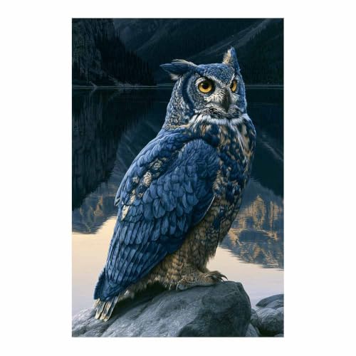 Peinture chouette des montagnes toile d'art animalier pour insuffler la serenite