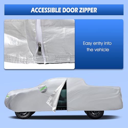 Image of Car Cover Custom Fit for Ford Ranger Short Bed, Migaven Waterproof Full Exterior Cover Sun Rain Protection with Door Zipper (Not Include Mirror Pocket)
