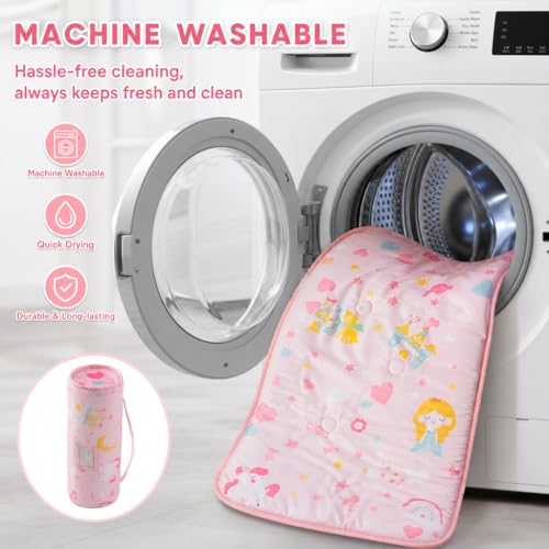 Image of Viviland Toddler Kid Nap Mat for Preschool, Girls Pink Princess Daycare Kindergarten Slumber Bag