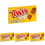TWIX TOP - Biscuit Chocolat au Lait & Caramel - Paquet de 10 Biscuits Individuels - 210g (Lot de 4)