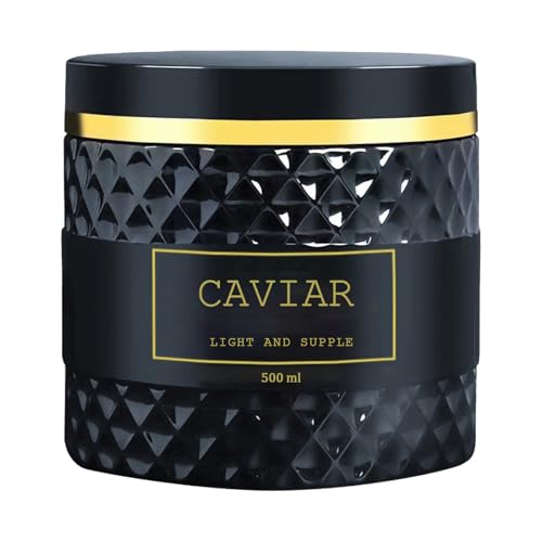 Pwkvsn Caviar Bloom Hair Mask Caviar Deep Repair Hair Mask with Caviar Extract(16.9 fl.oz.) Intense Moisture Treatment for Dry Damaged Hair Reduces Frizz & Split Ends (1 PC Nature)