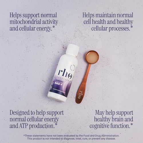 Rho Nutrition Liposomal NAD+ – Liquid Supplement Designed to Help Support Absorption – Active Form of NAD+ Helps Support Normal Cellular Health, Healthy Aging, Energy Metabolism and Overall Vitality