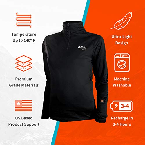 Basecamp Women’s Heated Base Layer Shirt - 8 Hours of Heat | Battery & Charger Included3