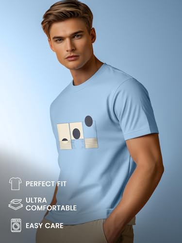 Image of Nobero 100% Cotton T Shirts for Men Stylish | Regular Fit | Graphic Printed T Shirts for Men 180 GSM Combed Cotton | Round Neck Half Sleeve | Pack of 3