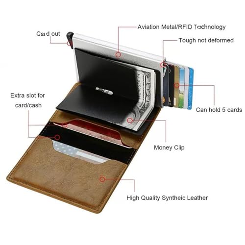 Simplofficial SIMPL Toggl™ Wallet, SIMPLTOGGL, Men's Simpl Genuine Leather Wallet RFID Blocking,Minimalist Credit Card Holder,Credit Card Holder Anti-theft,Auto Pop Up Wallets (Brown)4