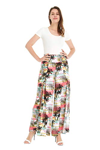 Lady High Slit Wide Leg Pants in Tropical Sunset