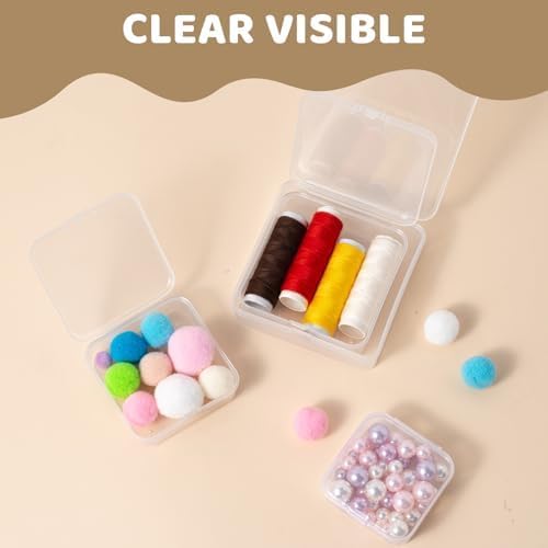 Miniatura 4 de LJY 16 contenedores cuadrados de plástico transparente con tapas para objetos pequeños y otros proyectos de manualidades (3.3 x 3.3 x 1.1 pulgadas,