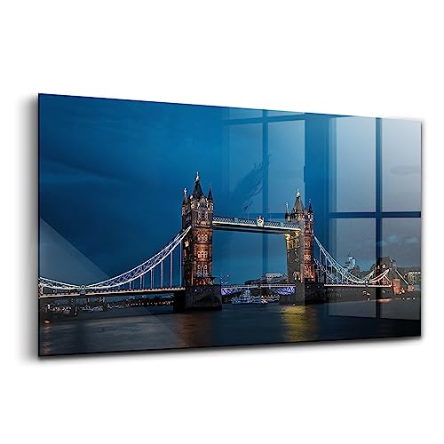 Tableau verre Tower Bridge London résistant aux UV pour remplacer les toiles ternes de salon