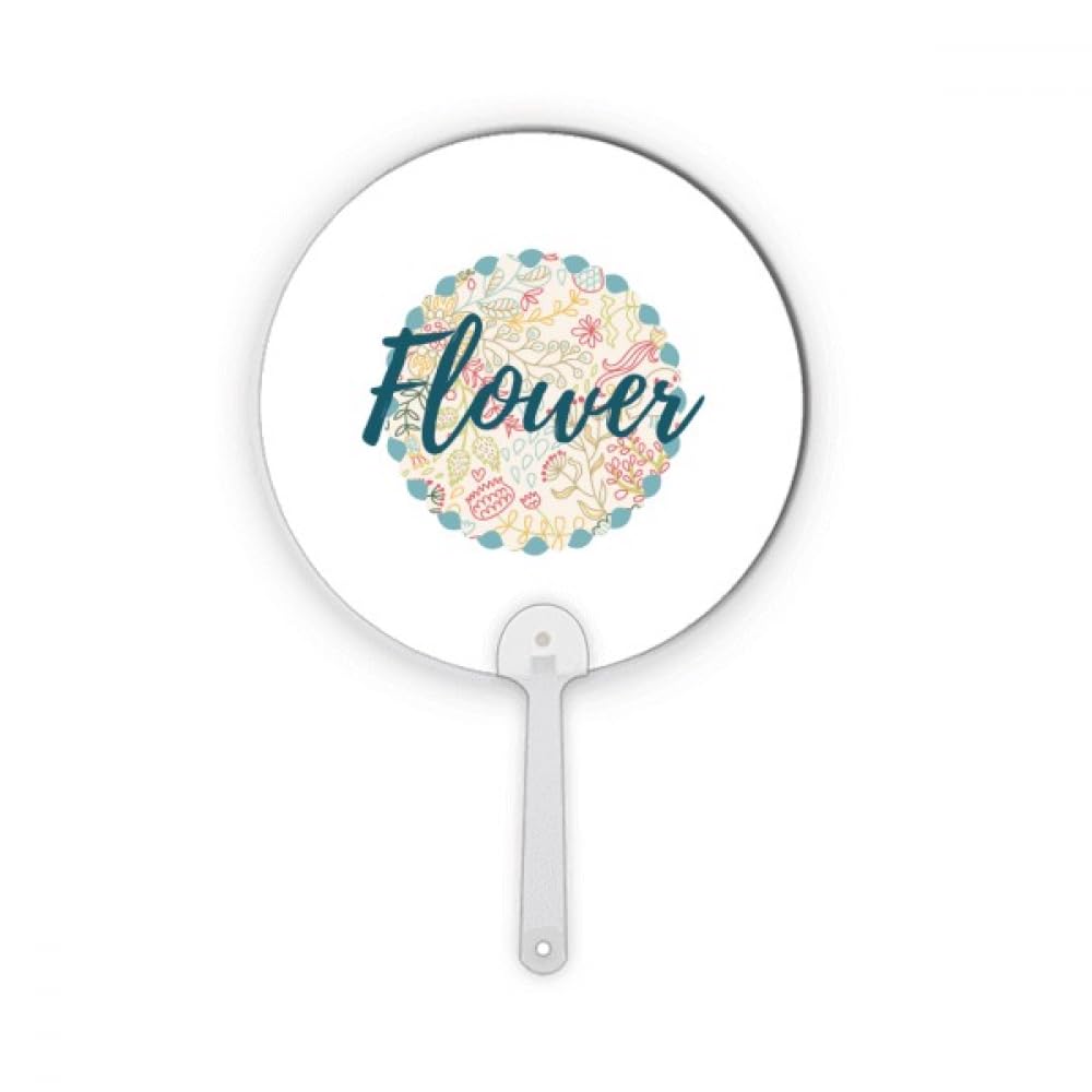 Peinture de fleur sur éventail rond portable en plastique pour vos mariages et fêtes