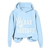 Sudadera con capucha para mujer, otoño, invierno, ocio, comodidad, moda, estampado, sudadera con capucha para deportes al aire libre, con bolsillos, Sky Blue#16, M