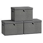 SONGMICS – SONGMICS Aufbewahrungsboxen, 3er Set, mit Deckel, Stoffboxen