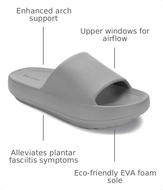 Image of BRONAX Arch Support Slides for Women and Men Y180 | EVA Cushioned Thick Sole, Pain Relief Sandals, Open Toe, Ideal for Shower, Beach & Everyday Wear