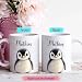 Personalized White Ceramic 11 Oz Penguin Accent Coffee Mugs, Custom With Name, Gift For Penguin Lovers, Travel Mug For Birthday