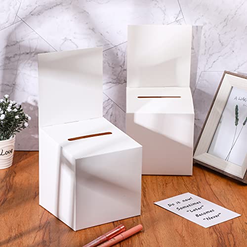 6 Pcs Ballot Box Raffle Box Donation Box For Fundraising, 6 X 6 X 6 Inch Cardboard Box With Slot For Ticket And Removable Header Charity Box For Collecting Business Card Voting Contest (White) #TOP5