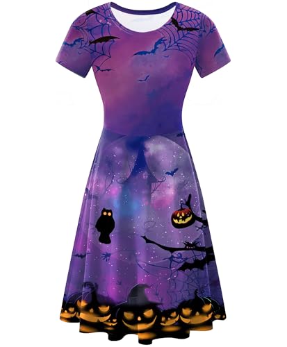 For G and PL Women's Halloween Short Sleeves A-Line Printed