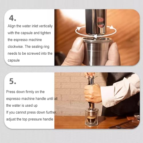 Vituord Manuelle Espressomaschine, Tragbare Kaffeemaschine Mit Kaffeepulverbehälter, Edelstahlständer Und Aufbewahrungstasche, Ideal Für Zuhause, Reisen (Nicht Elektrisch)